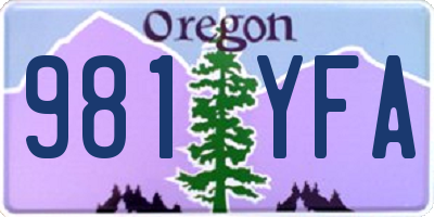 OR license plate 981YFA