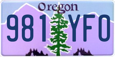 OR license plate 981YFO