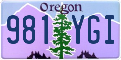 OR license plate 981YGI