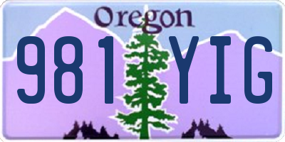 OR license plate 981YIG