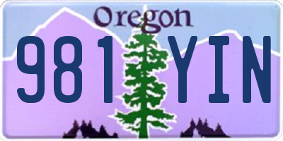 OR license plate 981YIN