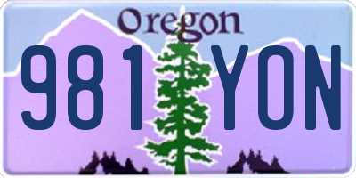 OR license plate 981YON