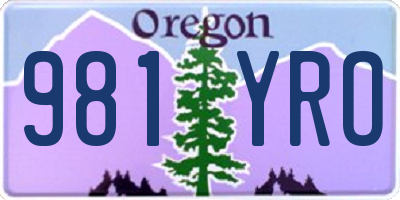 OR license plate 981YRO