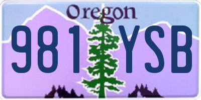 OR license plate 981YSB