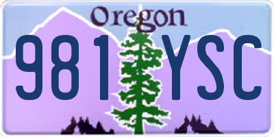 OR license plate 981YSC