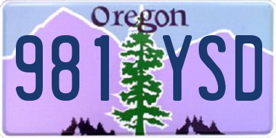 OR license plate 981YSD