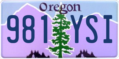 OR license plate 981YSI