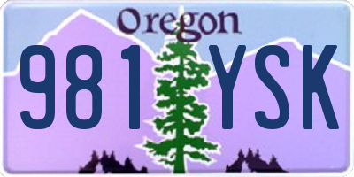 OR license plate 981YSK