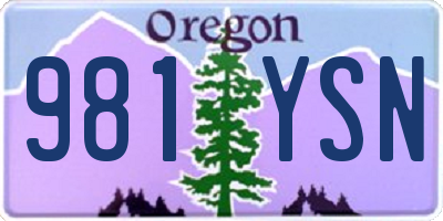 OR license plate 981YSN