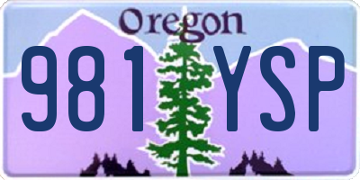 OR license plate 981YSP