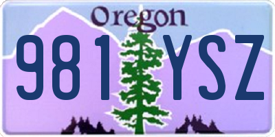 OR license plate 981YSZ