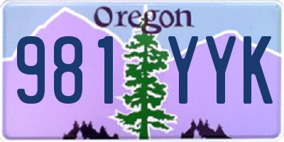 OR license plate 981YYK