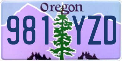OR license plate 981YZD