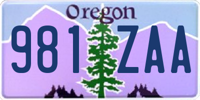 OR license plate 981ZAA