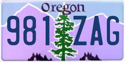OR license plate 981ZAG