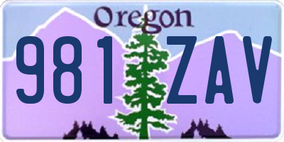 OR license plate 981ZAV