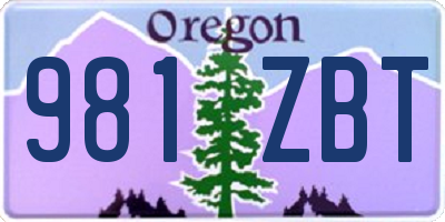 OR license plate 981ZBT