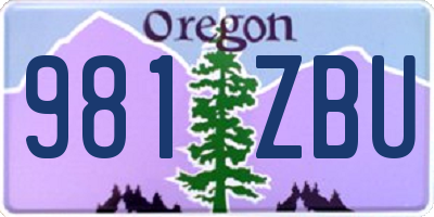 OR license plate 981ZBU