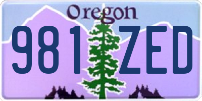 OR license plate 981ZED