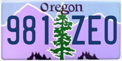 OR license plate 981ZEO