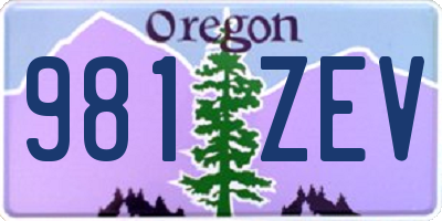 OR license plate 981ZEV