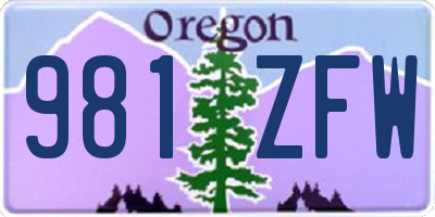OR license plate 981ZFW
