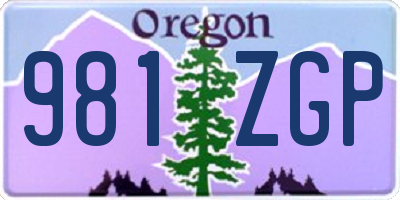 OR license plate 981ZGP