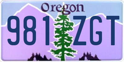 OR license plate 981ZGT