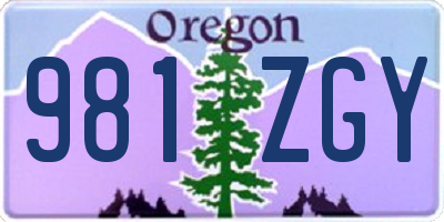 OR license plate 981ZGY