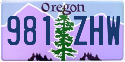 OR license plate 981ZHW