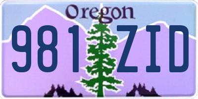 OR license plate 981ZID