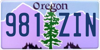 OR license plate 981ZIN