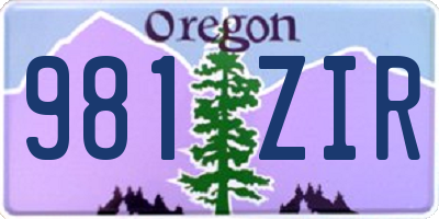 OR license plate 981ZIR
