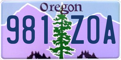 OR license plate 981ZOA