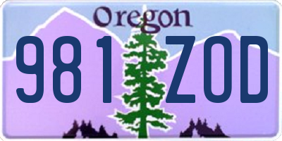 OR license plate 981ZOD