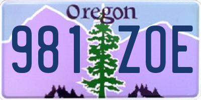 OR license plate 981ZOE