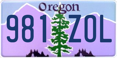 OR license plate 981ZOL