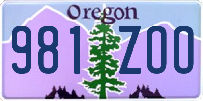 OR license plate 981ZOO