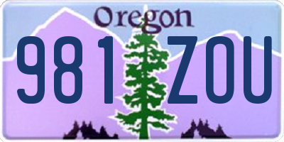 OR license plate 981ZOU
