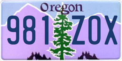 OR license plate 981ZOX