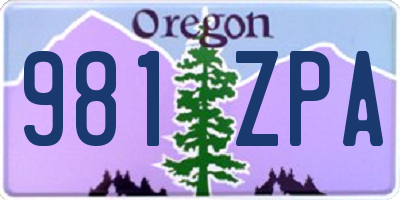 OR license plate 981ZPA