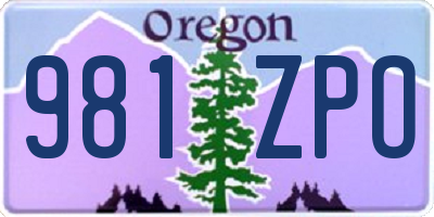 OR license plate 981ZPO