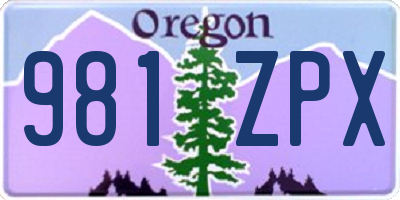 OR license plate 981ZPX