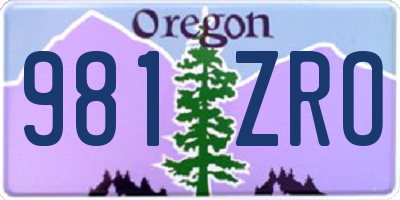 OR license plate 981ZRO