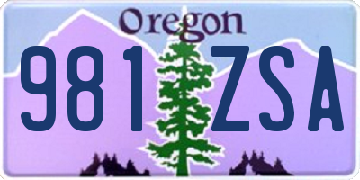 OR license plate 981ZSA