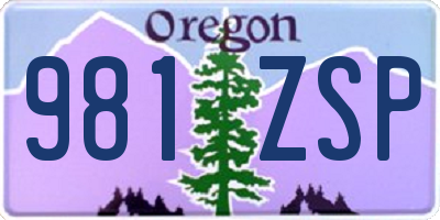 OR license plate 981ZSP