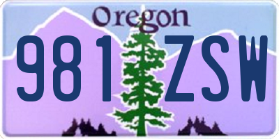 OR license plate 981ZSW