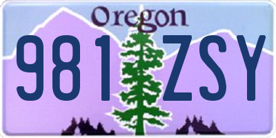 OR license plate 981ZSY