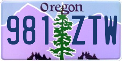 OR license plate 981ZTW