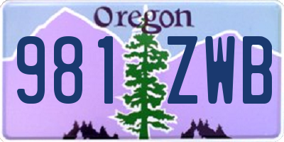 OR license plate 981ZWB